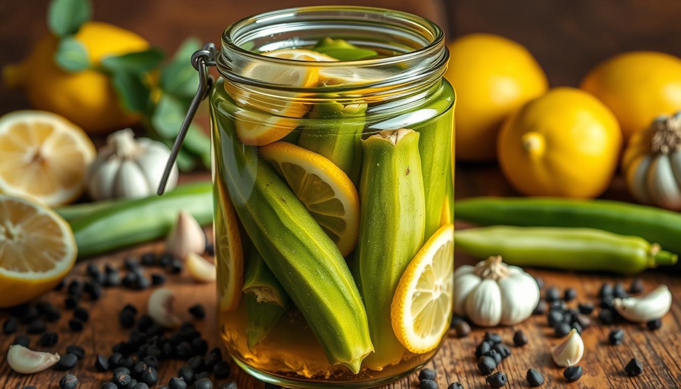 pickled okra recipe lemon pepper and garlic