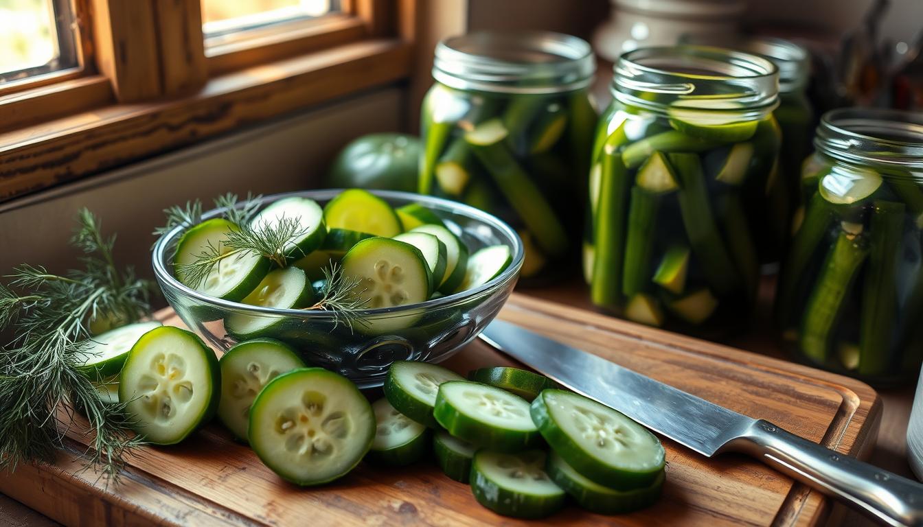 sliing cucumber dill recipe canning